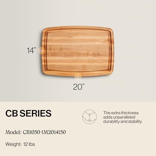 CB Series Rectangular Wooden Maple Cutting Board 20”x14”