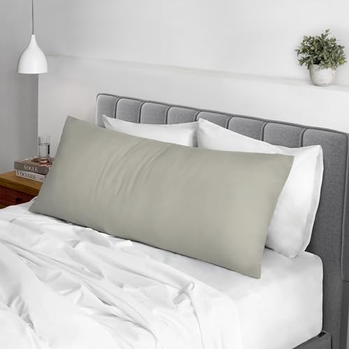 100% Cotton Long Body Pillow Case 400 Thread Count Silver (2 Count)