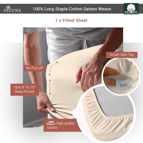 Queen Cotton Fitted Sheet 400 Thread Count Beige