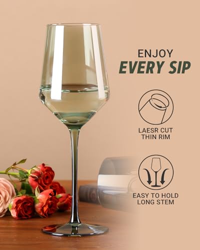Green Wine Glasses Set of 6