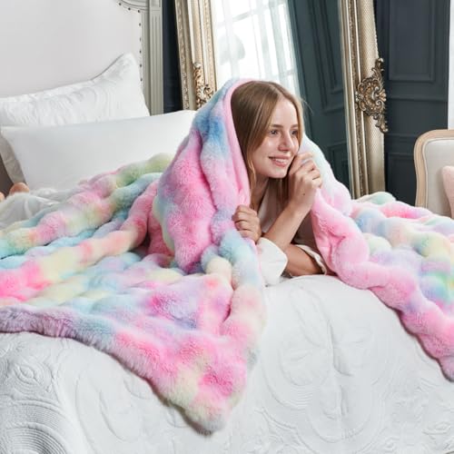 Faux Fur Throw Blanket for Couch