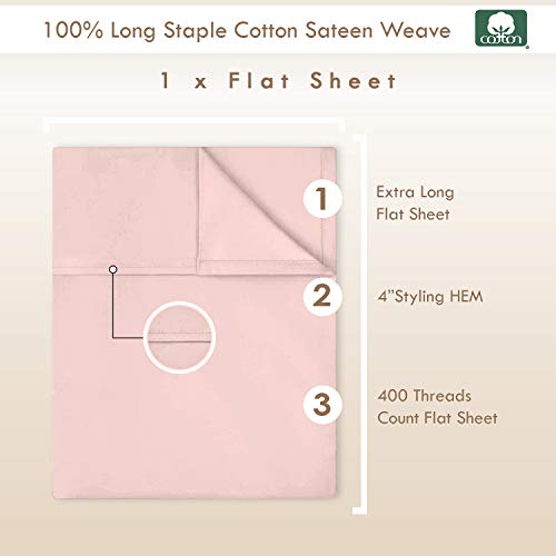 100% Cotton Full Flat Sheet 400 Thread Count Rose