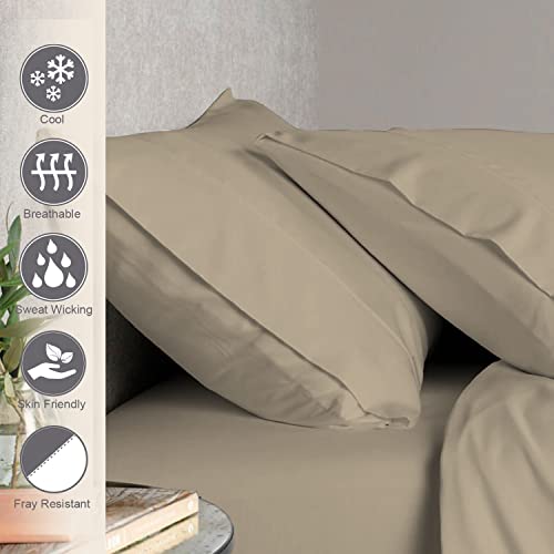 100% Cotton Queen Size Pillowcases 400 Thread Count Simply Taupe (2 Count)