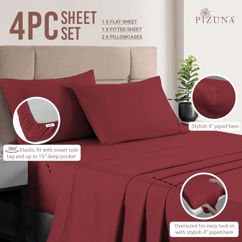 100% Cotton Sheets Set RV King 400 Thread Count Rio Red