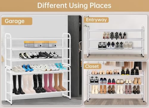 3 Tier Long Shoe Rack for Closet Metal Shoe Organizer for Entryway