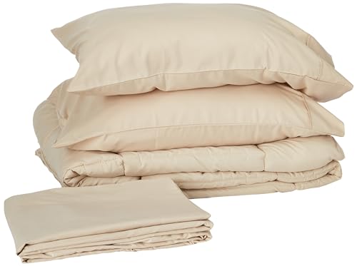 5 Piece Comforter Set Bag Solid Color All Season Soft Down Alternative Blanket & Luxurious Microfiber Bed Sheets