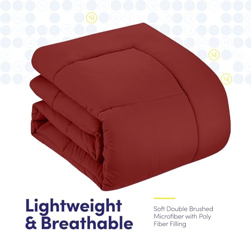 5 Piece Comforter Set Bag Solid Color All Season Soft Down Alternative Blanket & Luxurious Microfiber Bed Sheets