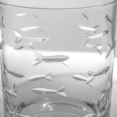 School of Fish 13 oz Double Old Fashioned Whiskey Cocktail Glass (2 Count)