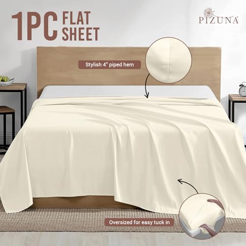 100% Cotton King Flat Sheet 400 Thread Count New Ivory