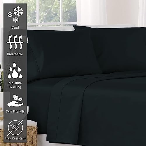 100% Cotton Queen Flat Sheet 400 Thread Count Black