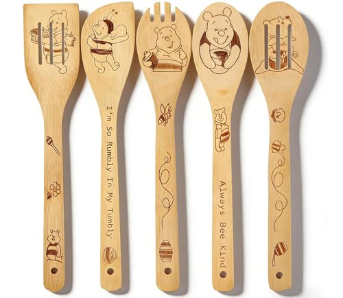 Bear Wooden Spoons for Cooking (5 Count)