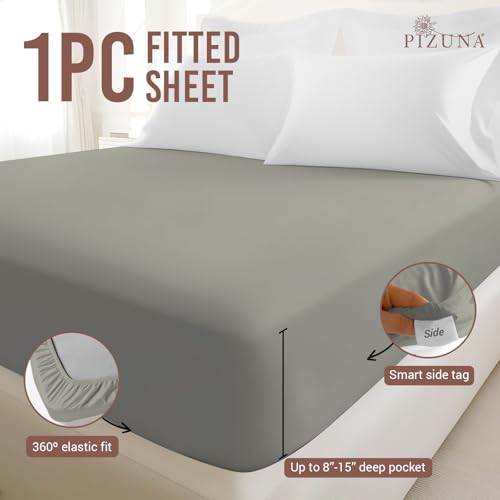Twin XL Cotton Fitted Sheet 400 Thread Count Silver