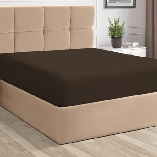 Full Cotton Fitted Sheet 400 Thread Count Dark Brown