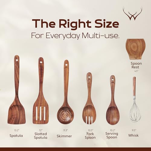 7 Pcs Teak Wooden Kitchen Utensils (7 Count)
