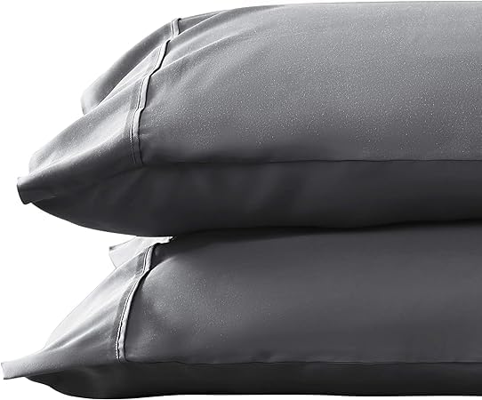 1000 TC Dark Gray Standard Pillowcases Set of 4 100% Egyptian Cotton Pillow Cases with Long Staple Cotton & Sateen Weave (4 Count)