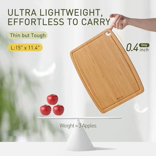 Lightweight Durable Bamboo Cutting Board with Non