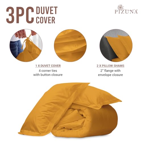 100% Cotton Full Duvet Cover Set 400 Thread Count Honey Gold