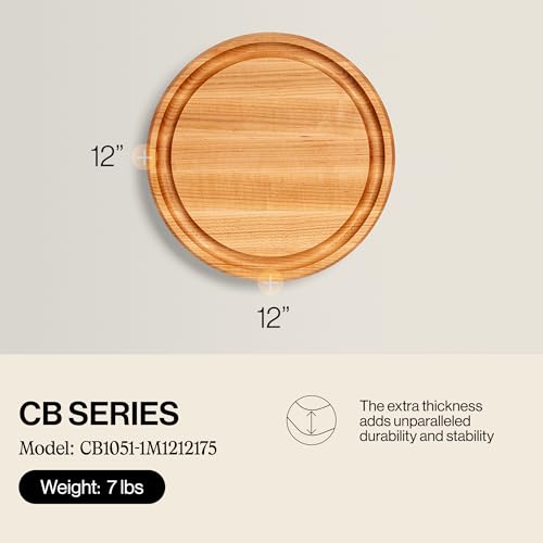 CB Series Round Wooden Maple Cutting Board 12”x12”