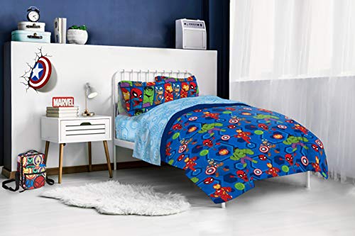 Marvel Avengers Twin Comforter Set 4 Piece Kids Bedding for Boys