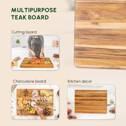 Large Teak Wood Cutting Board with Hand Grip