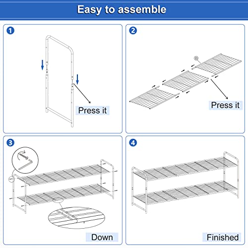 2 Tier Long Shoe Rack for Closet Shoe Organizer for Entryway