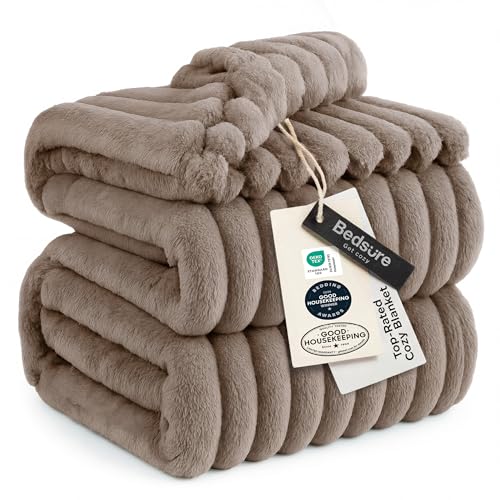 Soft King Size Blankets for Bed Light Brown 108"x90"