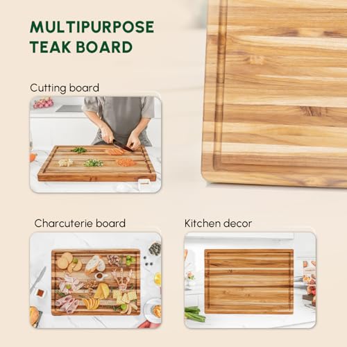 Large Teak Wood Cutting Board with Juice Groove