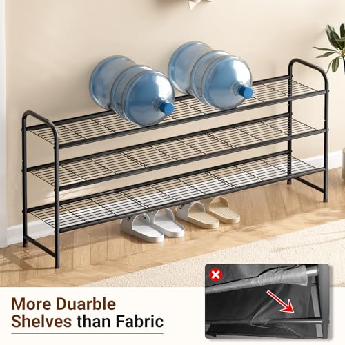 3 Tier Long Shoe Rack for Closet Metal Shoe Organizer for Entryway