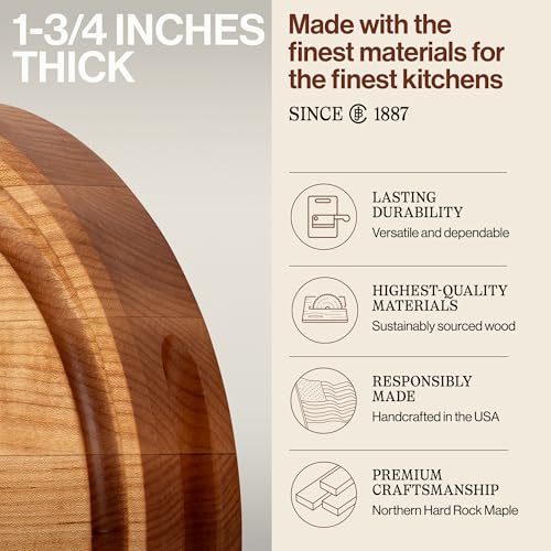 CB Series Round Wooden Maple Cutting Board 12”x12”