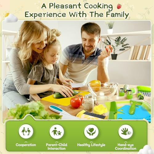 21 Pcs Kids Knife Set for Real Cooking Safe Kitchen Tools for Ages 4+