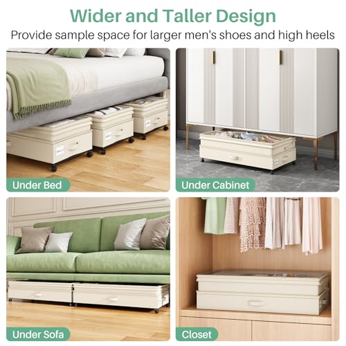 2Pack Height adjustable Under Bed Storage with Wheels (2 Count)