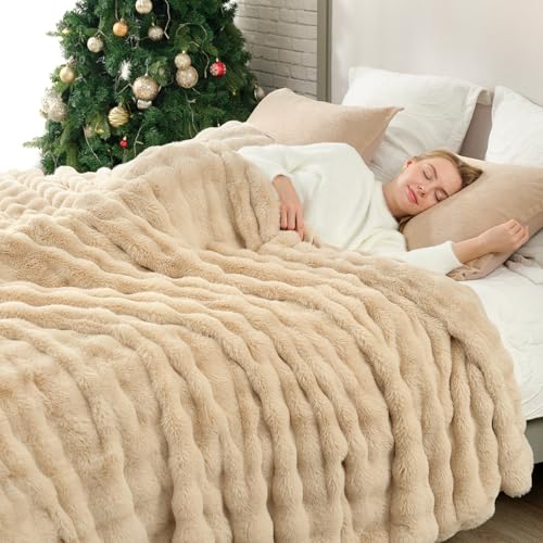 Faux Fur Throw Blanket for Couch