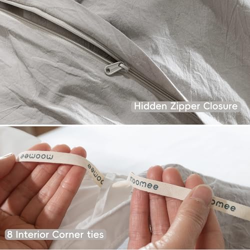 Duvet Cover Set 100% Washed Cotton Linen Like King