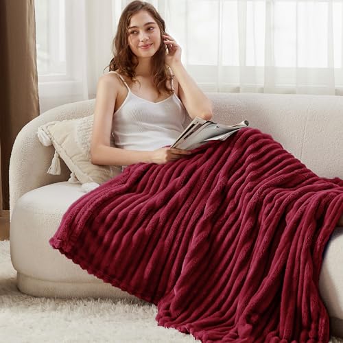 Soft Throw Blanket for Couch Decor Gifts Deep Red 50"x70"