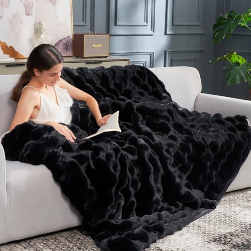 Faux Fur Throw Blanket for Couch