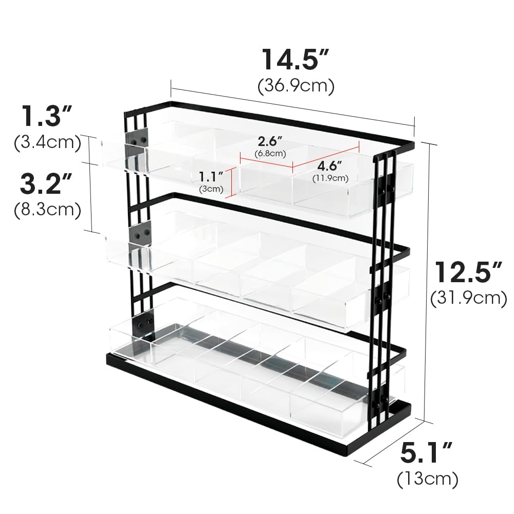 Tea Bag Organizer Steel and Acrylic 3 Tier