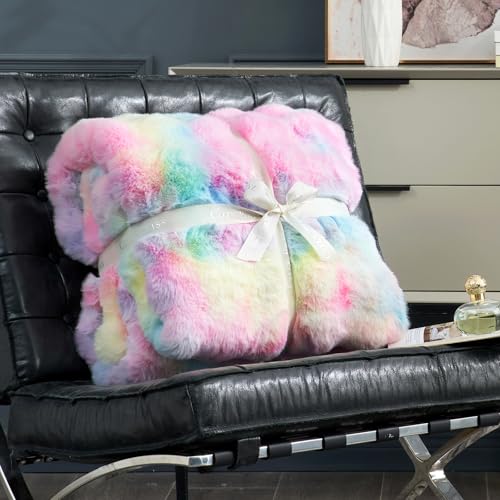 Faux Fur Throw Blanket for Couch