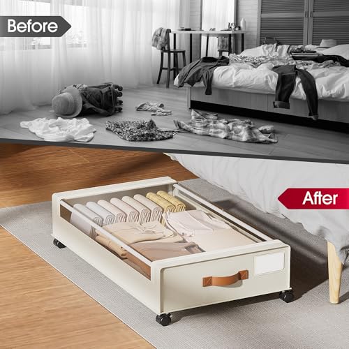 4 Pack Under Bed Storage with Wheels (4 Count)