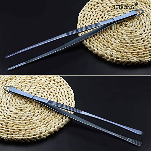 2 Pcs 12 Inch Cooking Tweezer Tongs Stainless Steel Kitchen Tweezers Plating Tongs (2 Count)