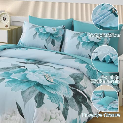 Floral Comforter Set Queen Size 7 Piece Bed in a Bag