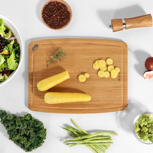 Lightweight Durable Bamboo Cutting Board with Non