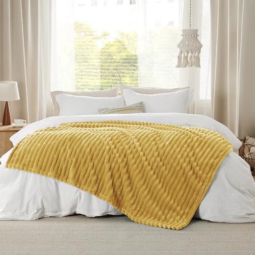 Soft Twin Blanket for Bed Decor Gifts Yellow 60"x80"