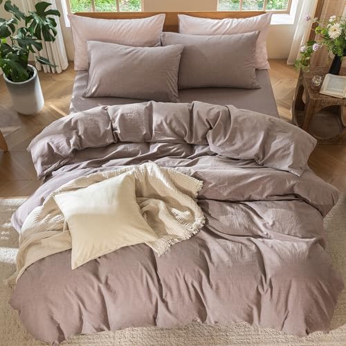 Duvet Cover Set 100% Washed Cotton Linen Like Alaska King