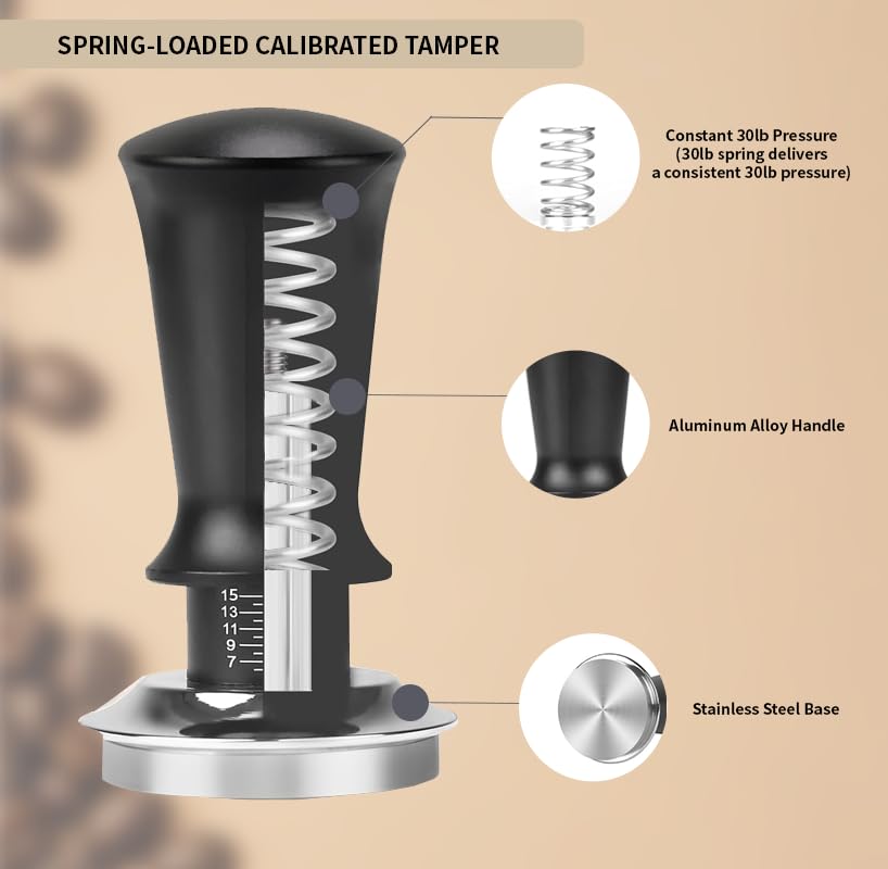 7 Pack Espresso Tamper Station&Coffee Distributor Tamper&Espresso WDT Stirrer&Coffee Tamping&Brush&Coffee Dosing Funnel&Espresso Puck Screen