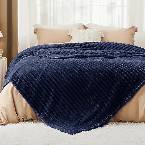 Soft Queen Size Blanket for Bed Navy Blue 90"x90"