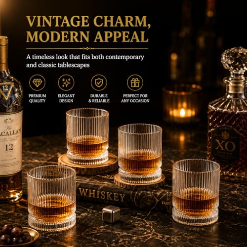 Vintage Whiskey Glasses Set of 12 (12 Count)