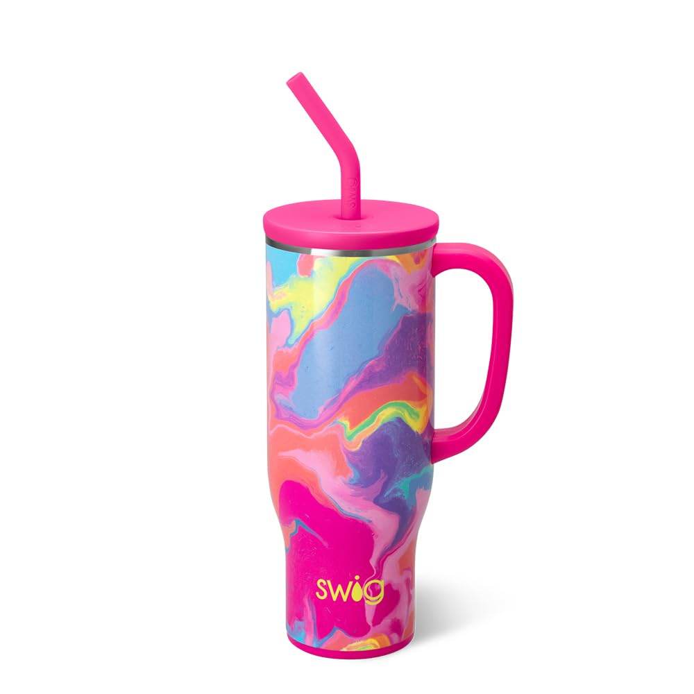 30oz Insulated Mega Mug with Handle & Straw