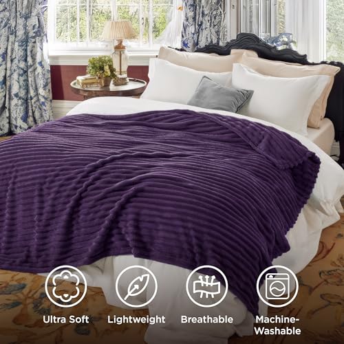 Soft King Size Blankets for Bed Purple 108"x90"