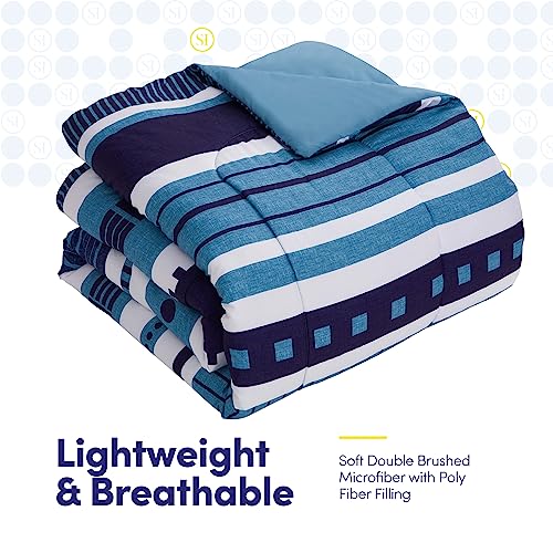 7 Piece Comforter Set Bag Solid Color All Season Soft Down Alternative Blanket & Luxurious Microfiber Bed Sheets