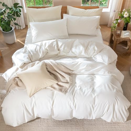Duvet Cover Set 100% Washed Cotton Linen Like Oversized Queen (3 Piece Set)